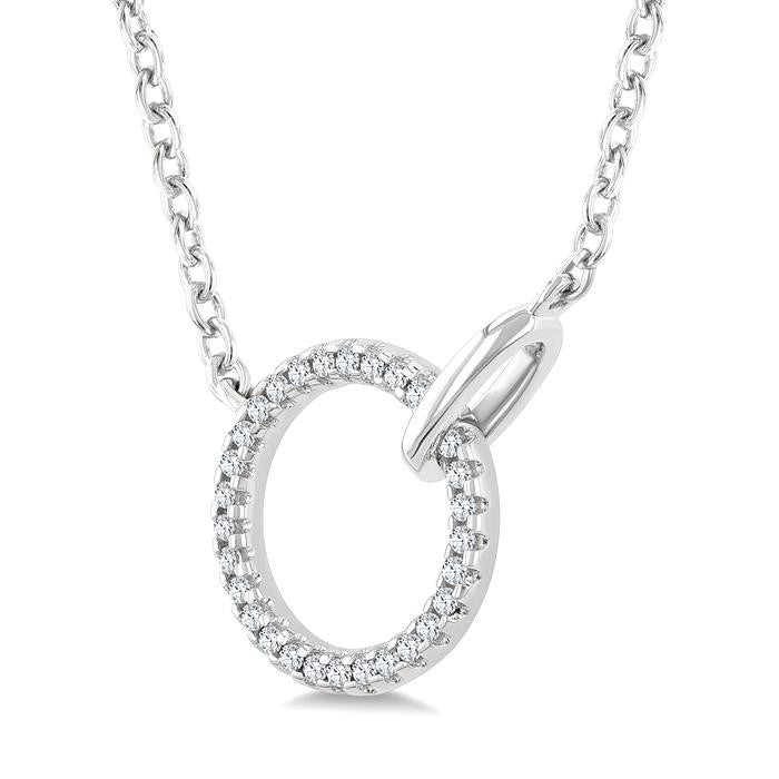 1/10 Ctw Round Cut Diamond Interlocked Circle Fashion Petite Pendant With Chain in 10K White Gold