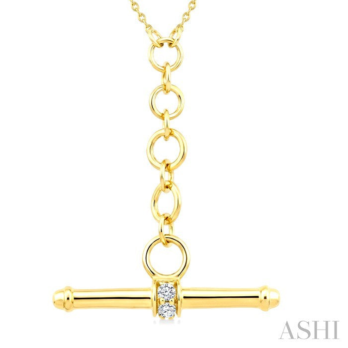 1/10 Ctw Round Cut Diamond T-Bar Fashion Necklace in 10K Yellow Gold