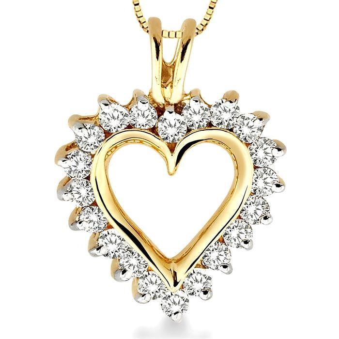 1/2 Ctw Round Cut Diamond Heart Pendant in 14K Yellow Gold with Chain