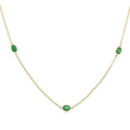 4x3 MM Oval Cut Emerald Precious Station Necklace in 14K Yellow Gold