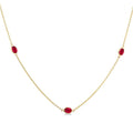 4x3 MM Oval Cut Ruby Precious Station Necklace in 14K Yellow Gold
