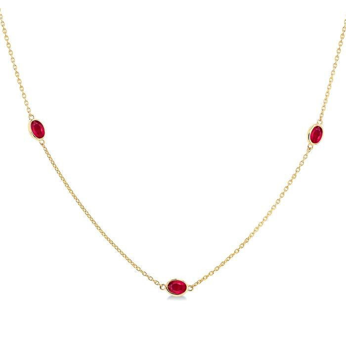 Lyric Oval Shape Gemstone Station Necklace