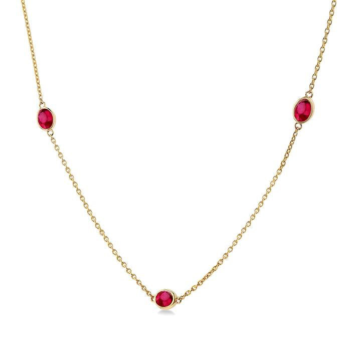 Lyric Oval Shape Gemstone Station Necklace