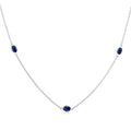 4x3 MM Oval Cut Sapphire Precious Station Necklace in 14K White Gold