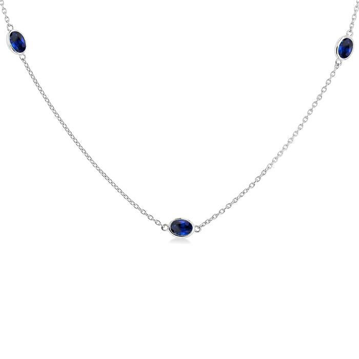 Luna Oval Shape Gemstone Station Necklace