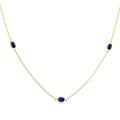4x3 MM Oval Cut Sapphire Precious Station Necklace in 14K Yellow Gold