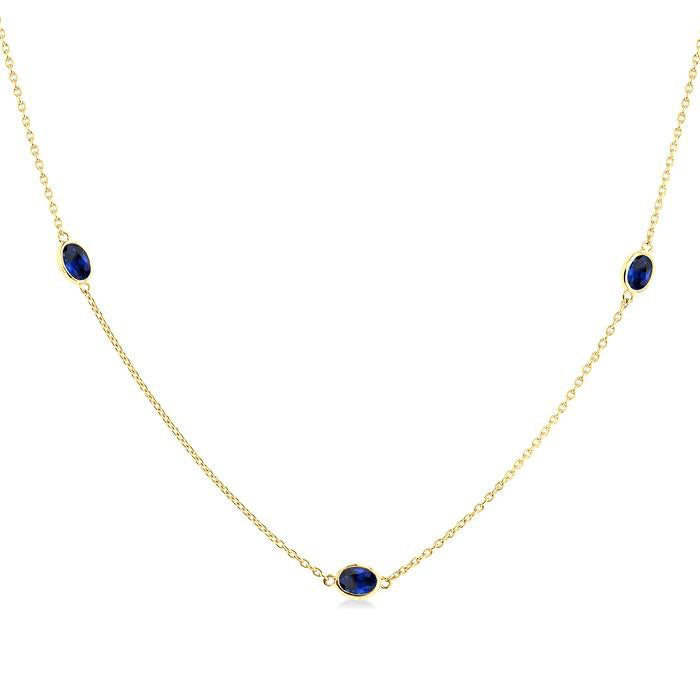 Aster Oval Shape Gemstone Station Necklace