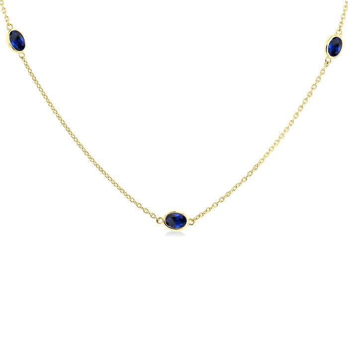 Aster Oval Shape Gemstone Station Necklace
