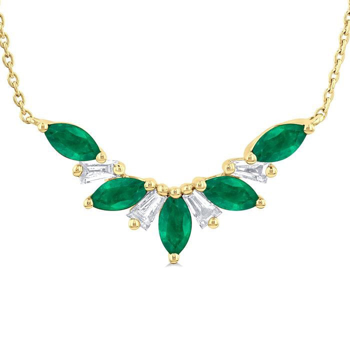 Vesper Marquise Shape Gemstone & Diamond Necklace