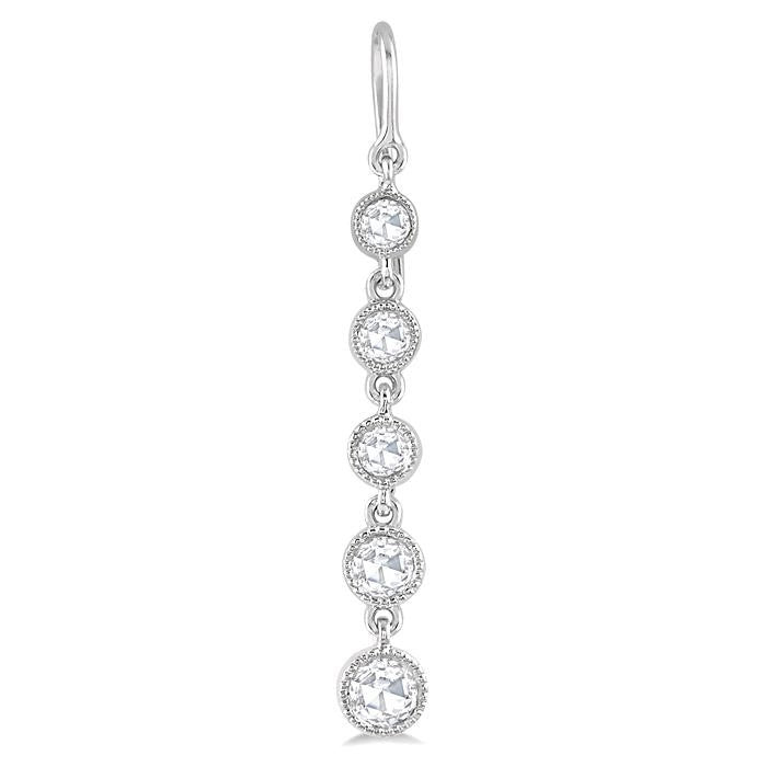 5/8 Ctw Circular Rose Cut Diamond Fashion Earrings in 14K White Gold