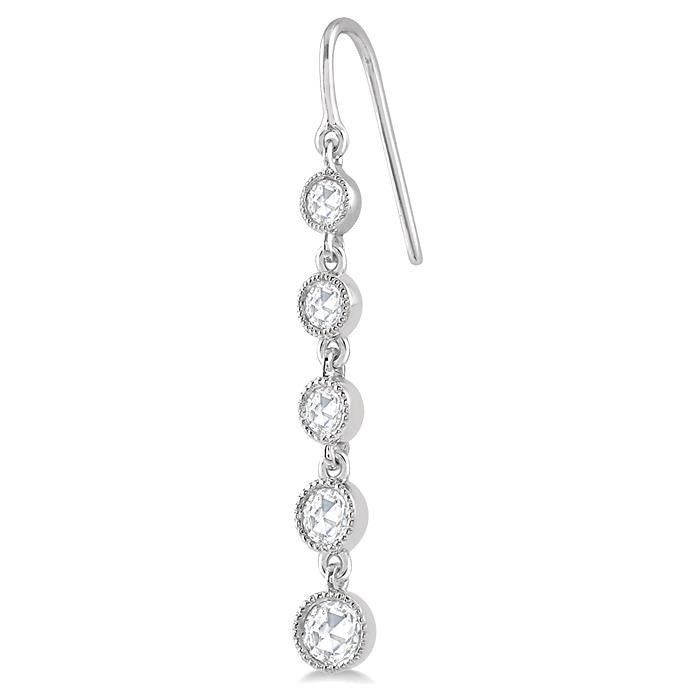 5/8 Ctw Circular Rose Cut Diamond Fashion Earrings in 14K White Gold