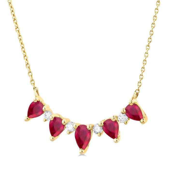 Pear Shape Gemstone & Diamond Necklace