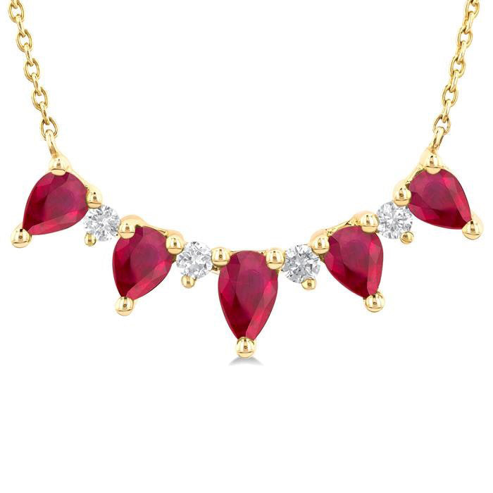 Pear Shape Gemstone & Diamond Necklace