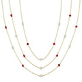 Mixed Shape Ruby and 2 1/2 Ctw Round Cut Diamond Precious Necklace in 14K Yellow Gold