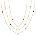 Mixed Shape Ruby and 2 1/2 Ctw Round Cut Diamond Precious Necklace in 14K Yellow Gold
