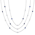 Mixed Shape Sapphire and 2 1/2 Ctw Round Cut Diamond Precious Necklace in 14K White Gold