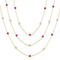 2.85 MM Mixed Shape Ruby and 2 3/4 Ctw Round Cut Diamond Precious Necklace in 14K Yellow Gold