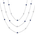 2.85 MM Round Shape Sapphire and 2 3/4 Ctw Round Cut Diamond Precious Necklace in 14K White Gold
