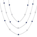 2.85 MM Round Shape Sapphire and 2 3/4 Ctw Round Cut Diamond Precious Necklace in 14K White Gold