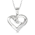 1/4 Ctw Baguettes and Round Diamond Heart Pendant in 10K White Gold with Chain