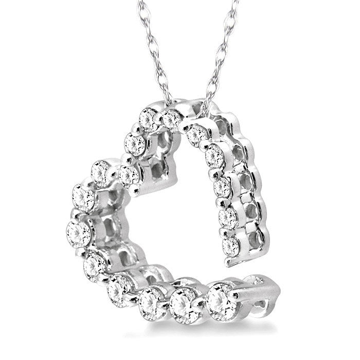 1/4 Ctw Diamond Journey Heart Pendant in 14K White Gold with chain