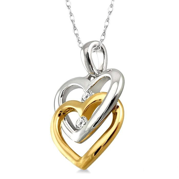 Twin Heart Shape 2 Stone Diamond Pendant