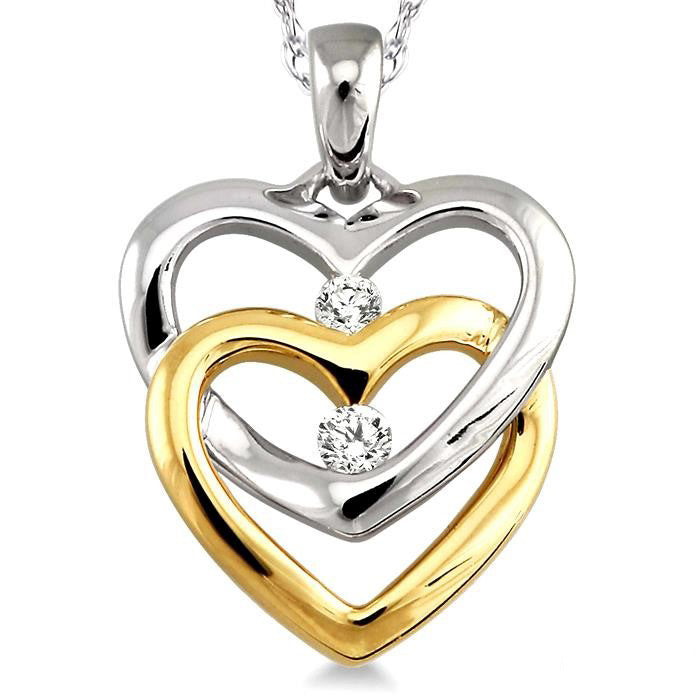 Twin Heart Shape 2 Stone Diamond Pendant
