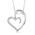 1/10 Ctw Round Cut Diamond Heart Shape Pendant in 10K White Gold with Chain