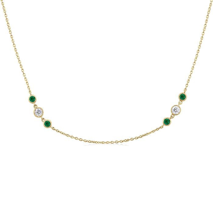 Aria 3 Gemstone & Diamond Station Necklace