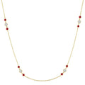 2.25 MM Ruby and 1/2 Ctw Round Cut Diamond Precious Station Necklace in 14K Yellow Gold