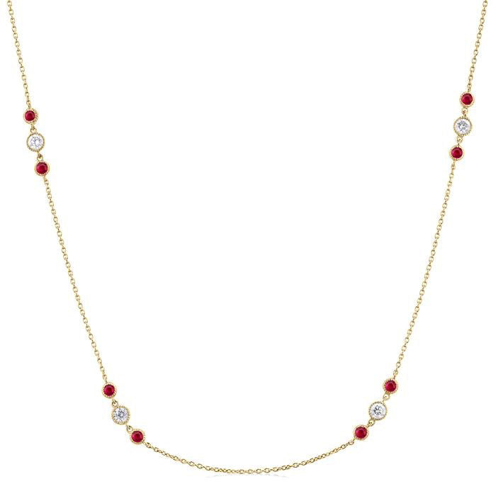 Vale 3 Gemstone & Diamond Station Necklace