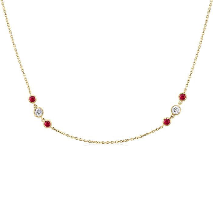 Vale 3 Gemstone & Diamond Station Necklace