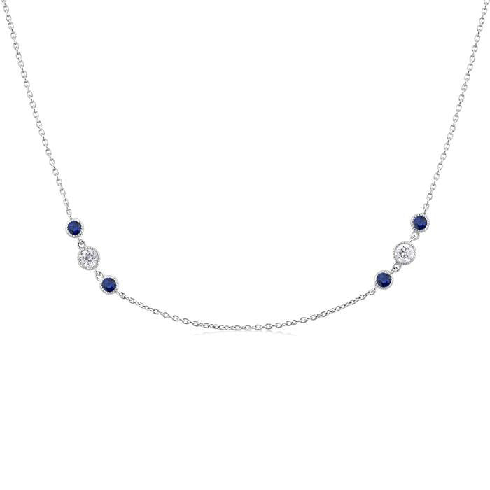 Halcyon 3 Gemstone & Diamond Station Necklace