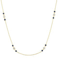 2.25 MM Sapphire and 1/2 Ctw Round Cut Diamond Precious Station Necklace in 14K Yellow Gold