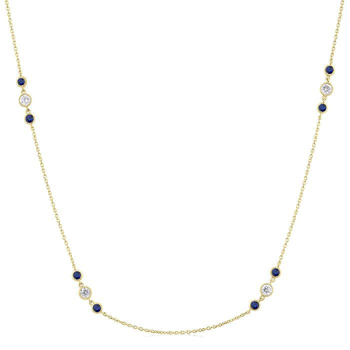 Vesper 3 Gemstone & Diamond Station Necklace
