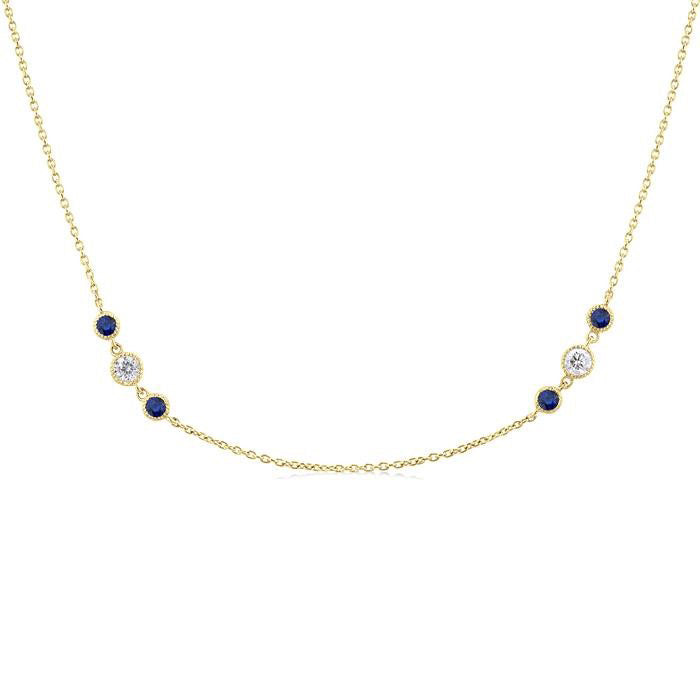 Vesper 3 Gemstone & Diamond Station Necklace