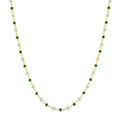 2.25 MM Round Shape Emerald and 1 1/2 Ctw Bezel Set Round Cut Diamond Precious Station Necklace in 14K Yellow Gold