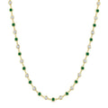 2.85 MM Round Shape Emerald and 2 5/8 Ctw Bezel Set Round Cut Diamond Precious Station Necklace in 14K Yellow Gold