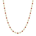 2.85 MM Round Shape Emerald and 2 5/8 Ctw Bezel Set Round Cut Diamond Precious Station Necklace in 14K Yellow Gold