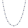 2.85 MM Round Shape Sapphire and 2 5/8 Ctw Bezel Set Round Cut Diamond Precious Station Necklace in 14K White Gold
