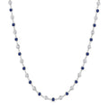 2.85 MM Round Shape Sapphire and 2 5/8 Ctw Bezel Set Round Cut Diamond Precious Station Necklace in 14K White Gold
