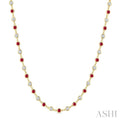 2.85 MM Round Shape Emerald and 2 5/8 Ctw Bezel Set Round Cut Diamond Precious Station Necklace in 14K Yellow Gold