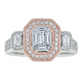 Diamond Emerald Halo Two Tone Milgrain Engagement Rng