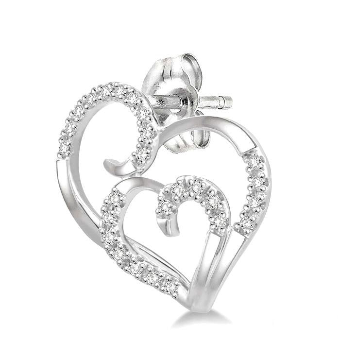 Double Heart Shape Diamond Earrings