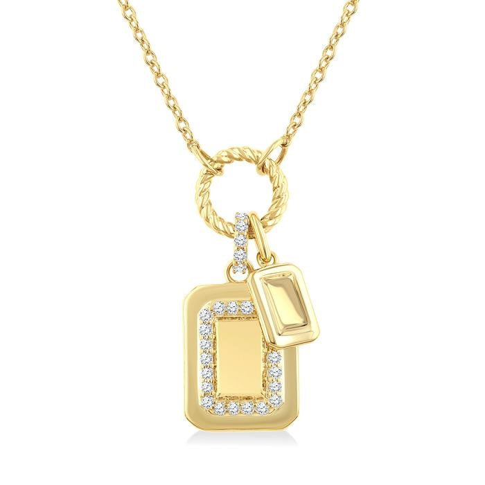 1/6 Ctw Emerald Charm Round Cut Diamond Fashion Pendant With Chain in 10K Yellow Gold