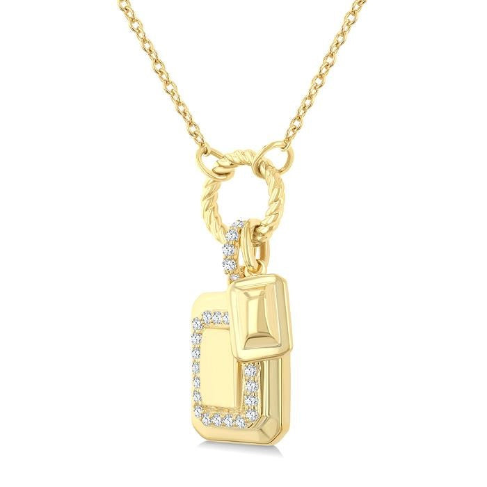 1/6 Ctw Emerald Charm Round Cut Diamond Fashion Pendant With Chain in 10K Yellow Gold