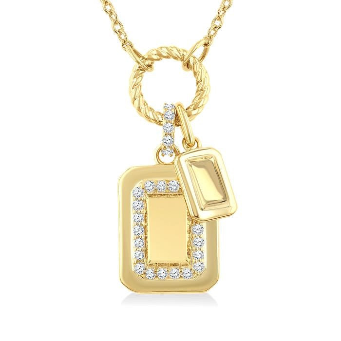 1/6 Ctw Emerald Charm Round Cut Diamond Fashion Pendant With Chain in 10K Yellow Gold