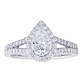 Diamond Pear Shaped Composite Cluster Split Shank Engagement Ring