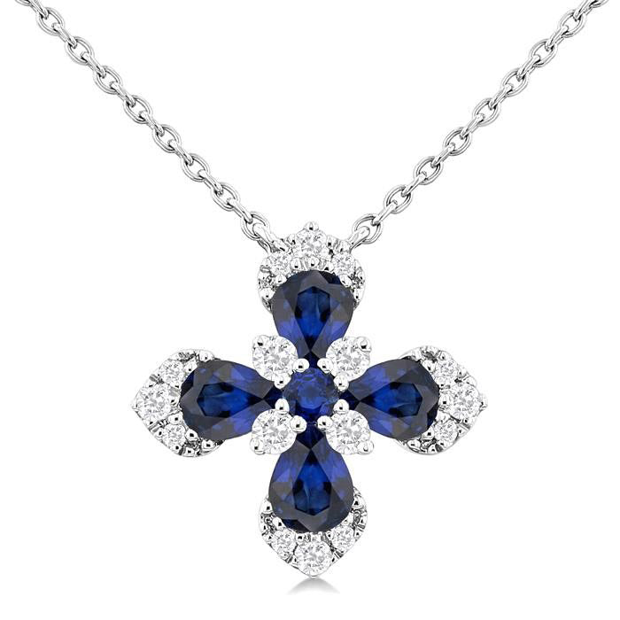 Raven Blossom Pear Shape Gemstone & Diamond Pendant