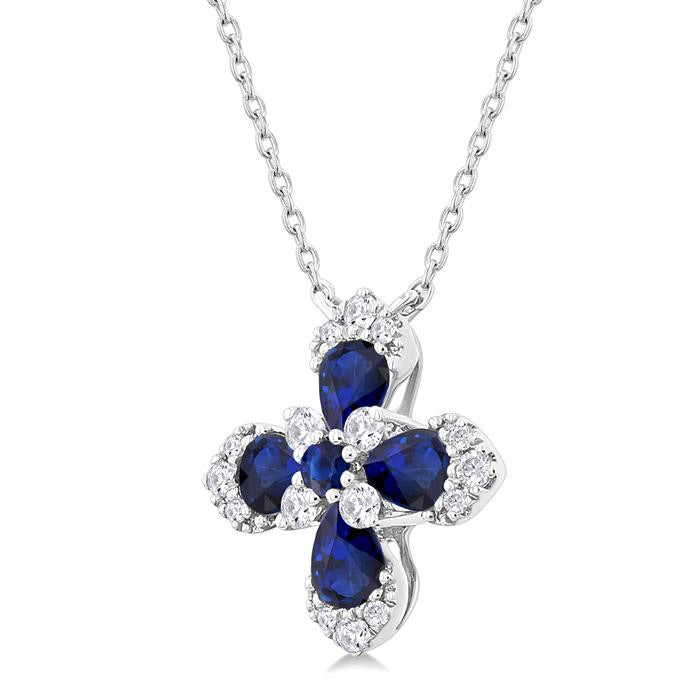 Raven Blossom Pear Shape Gemstone & Diamond Pendant